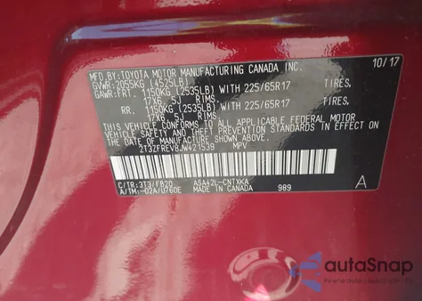 2018 Toyota Rav4 Le из США, поврежденный, VIN 2T3ZFREV8JW421539